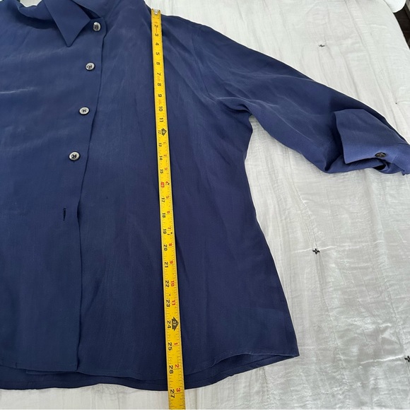 Burberry’s Blue Silk Button Down Shirt - Picture 5 of 6